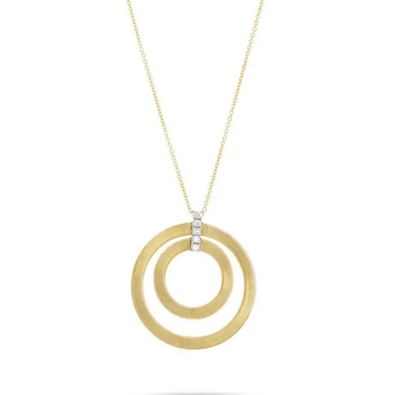 Marco Bicego Masai 18ct Yellow Gold 0.15ct Diamond Double Round Necklace