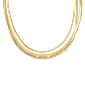 Marco Bicego Masai 18ct Yellow Gold 0.43ct Diamond Three Strand Necklace