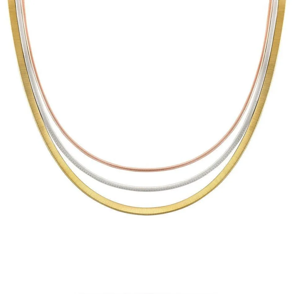 Marco Bicego Masai 18ct Yellow, White and Rose Gold Three Strand Necklace