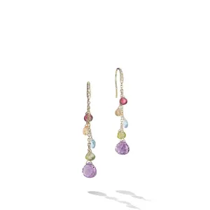 Marco Bicego Paradise 18ct Yellow Gold Diamond Multicolour Gemstone Drop Earrings