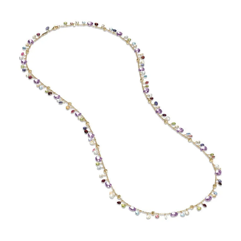 Marco Bicego Paradise 18ct Yellow Gold Multicolour Gemstone Single Strand Long Necklace