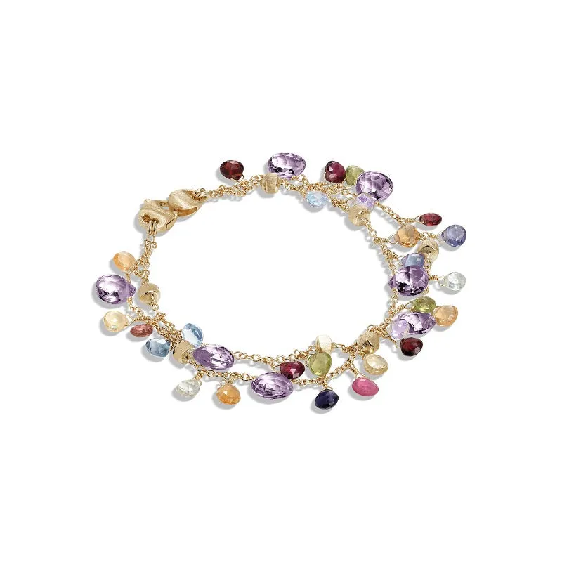 Marco Bicego Paradise 18ct Yellow Gold Multicolour Gemstone Two Strand Bracelet