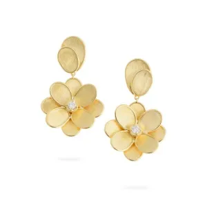 Marco Bicego Petali 18ct Yellow Gold 0.16ct Diamond Single Flower Drop Earrings
