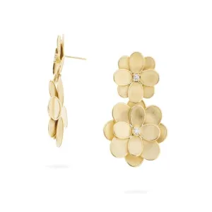 Marco Bicego Petali 18ct Yellow Gold 0.32ct Diamond Double Flower Drop Earrings