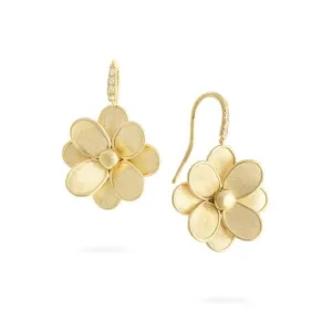 Marco Bicego Petali 18ct Yellow Gold Diamond Flower Hook Earrings