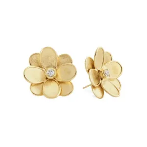 Marco Bicego Petali 18ct Yellow Gold Diamond Flower Stud Earrings