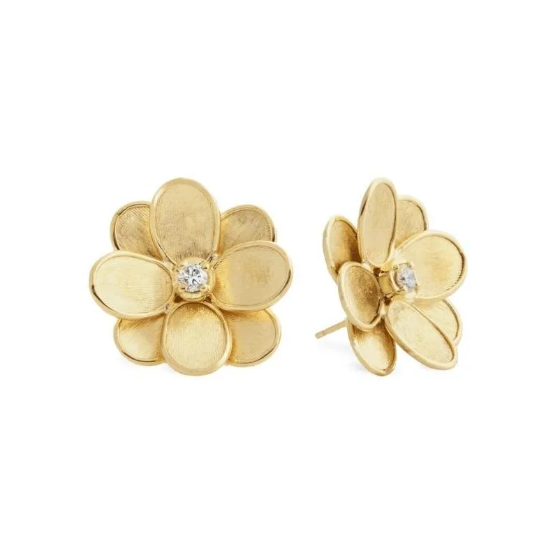 Marco Bicego Petali 18ct Yellow Gold Diamond Flower Stud Earrings