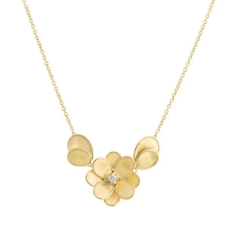 Marco Bicego Petali 18ct Yellow Gold Diamond Small Flower and Petals Necklace D