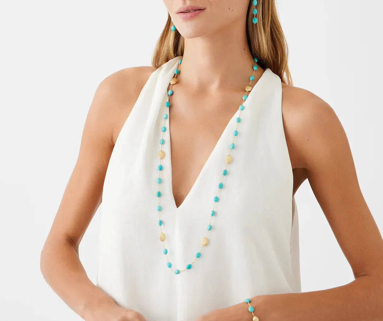 Marco Bicego Siviglia 18ct Yellow Gold & Turquoise Long Necklace