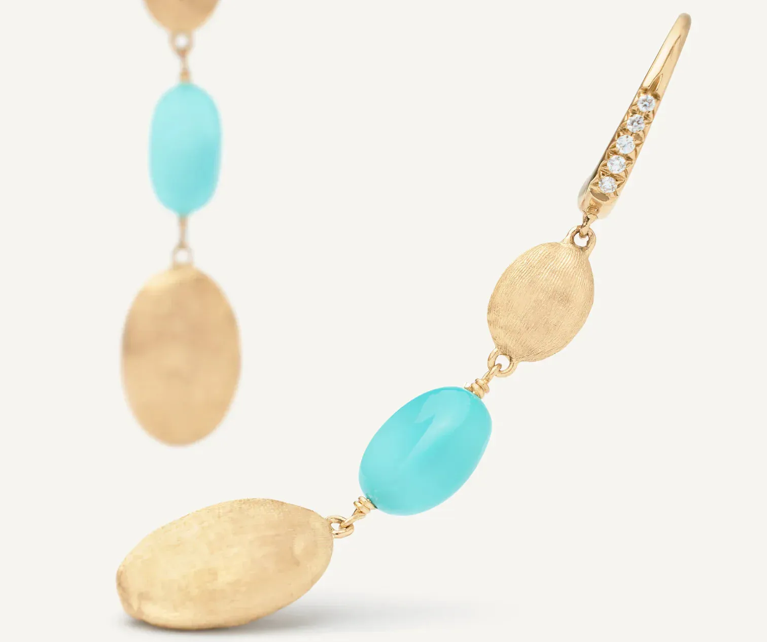 Marco Bicego Siviglia 18ct Yellow Gold Diamond & Turquoise Drop Single Earring