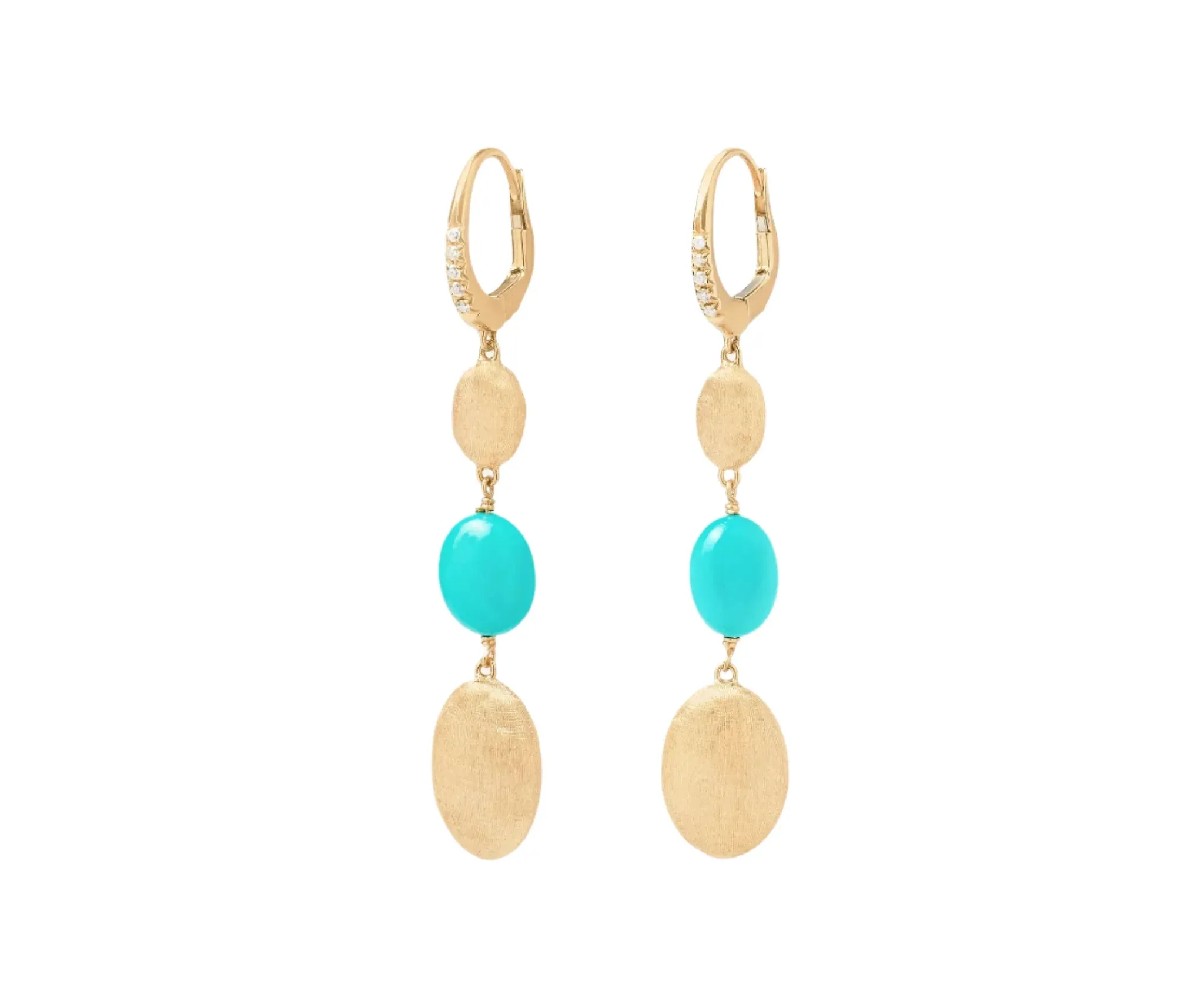 Marco Bicego Siviglia 18ct Yellow Gold Diamond & Turquoise Drop Single Earring