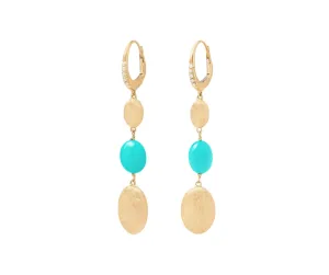 Marco Bicego Siviglia 18ct Yellow Gold Diamond & Turquoise Drop Single Earring