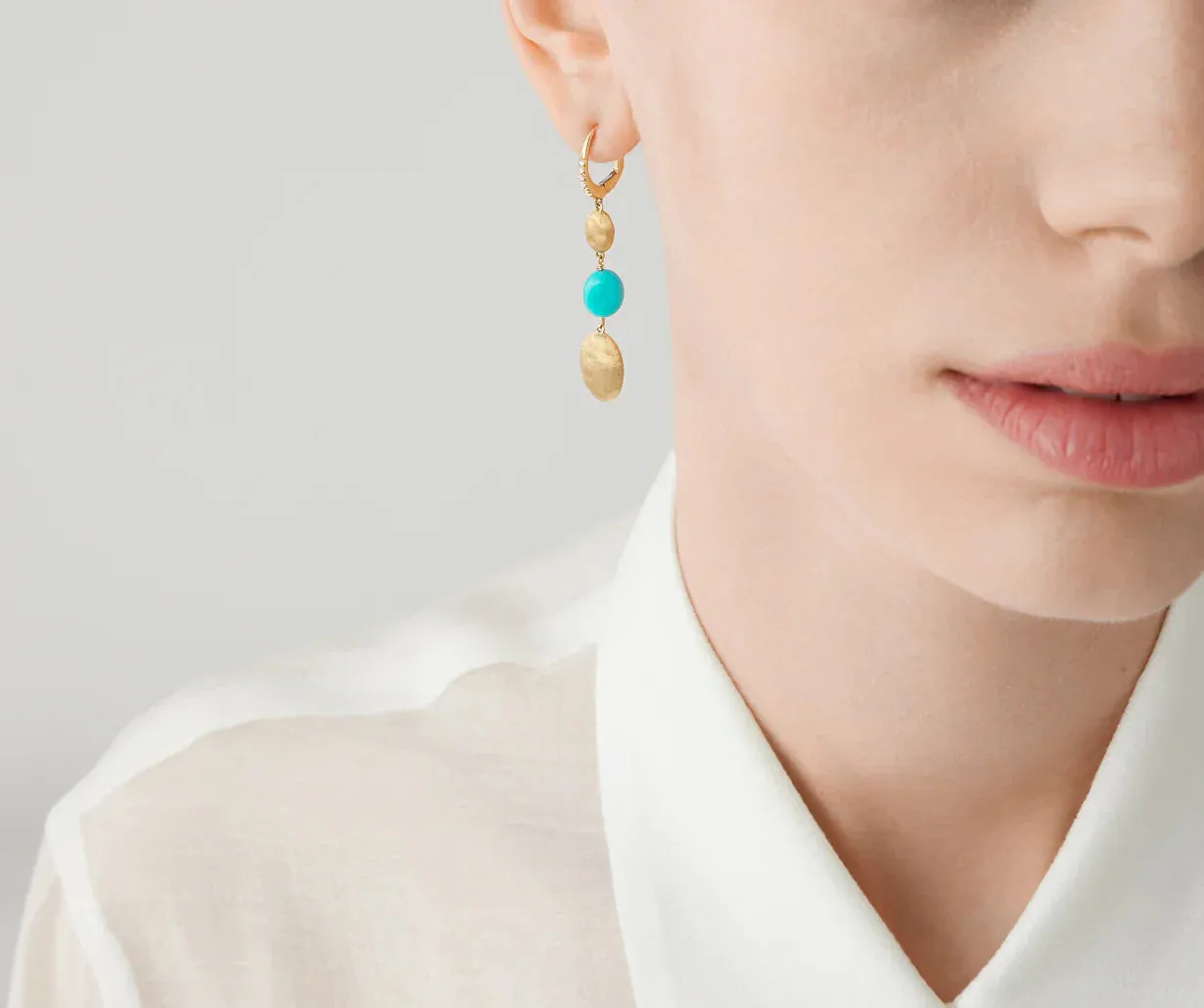 Marco Bicego Siviglia 18ct Yellow Gold Diamond & Turquoise Drop Single Earring