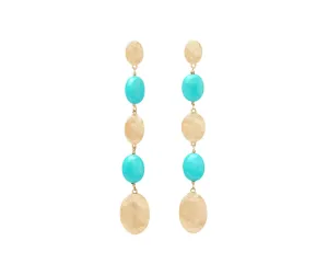Marco Bicego Siviglia 18ct Yellow Gold Turquoise & Diamond Long Drop Earrings