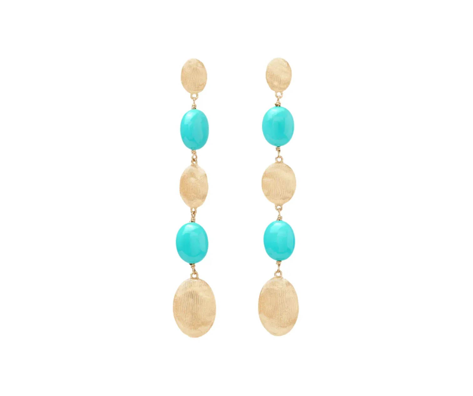Marco Bicego Siviglia 18ct Yellow Gold Turquoise & Diamond Long Drop Earrings