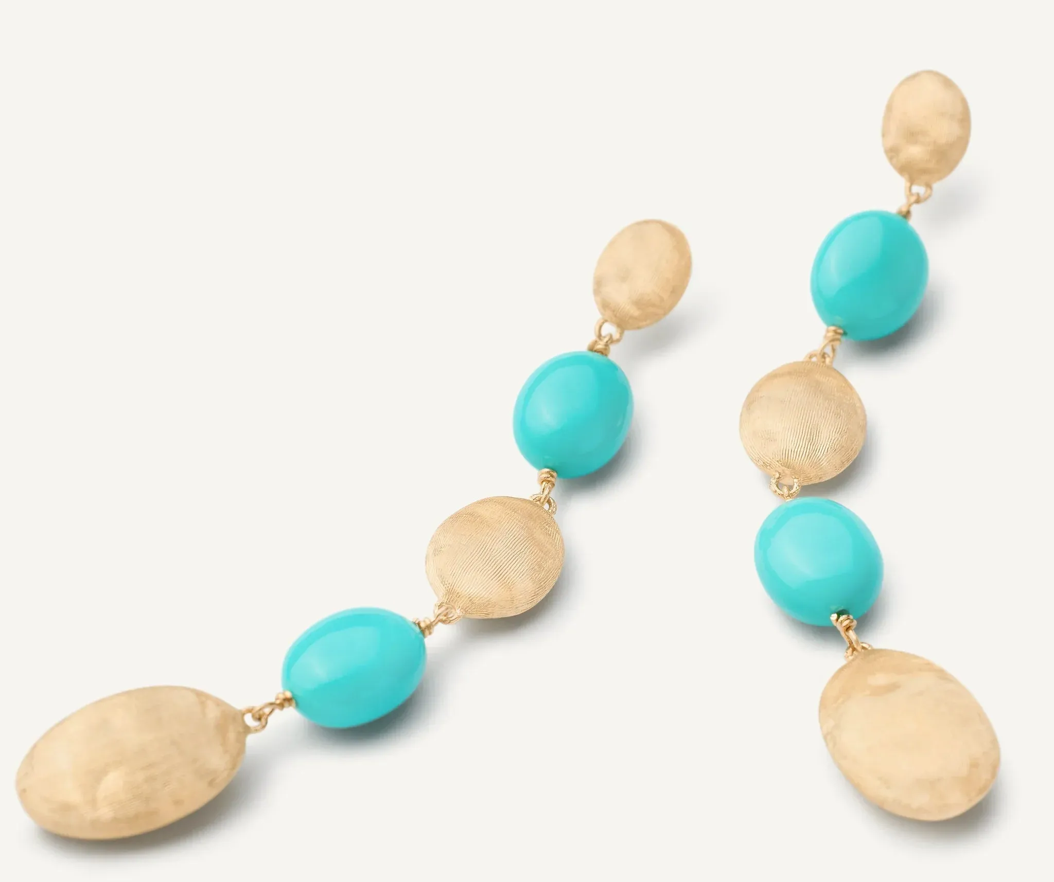 Marco Bicego Siviglia 18ct Yellow Gold Turquoise & Diamond Long Drop Earrings