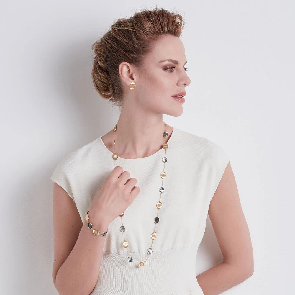 Marco Bicego Lunaria 18ct Yellow Gold White and Black Mother of Pearl Bracelet