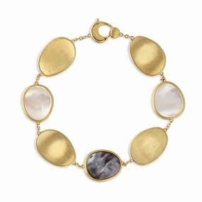 Marco Bicego Lunaria 18ct Yellow Gold White and Black Mother of Pearl Bracelet