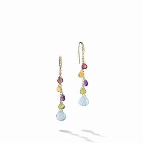 Marco Bicego Paradise 18ct Yellow Gold Diamond Multicolour Gemstone Drop Earrings