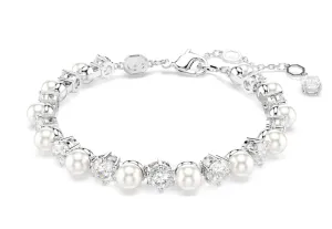 Matrix Crystal Pearl & Round Cut Silver Bracelet