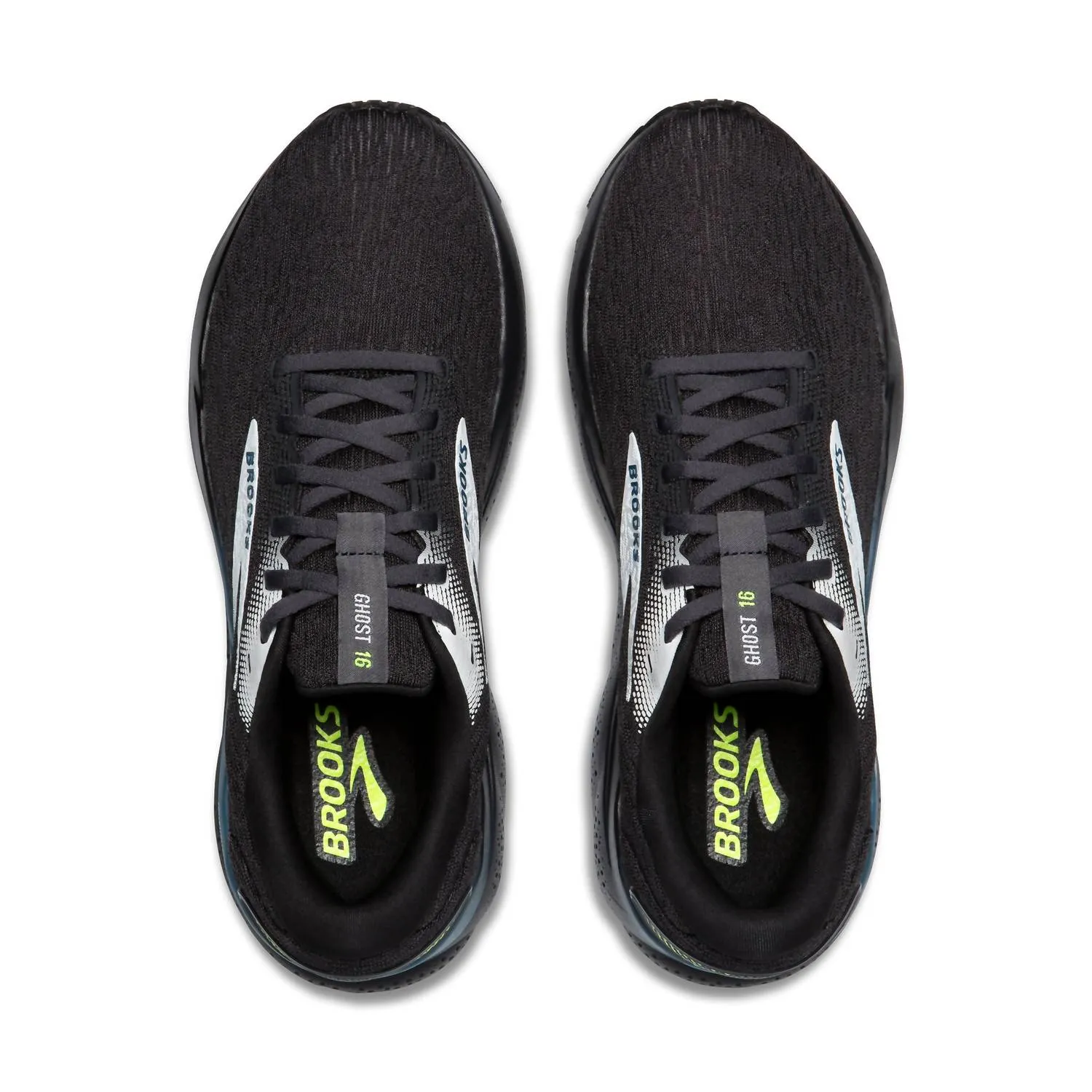 Men's Brooks Ghost 16 Shoes In Black/ebony/blue