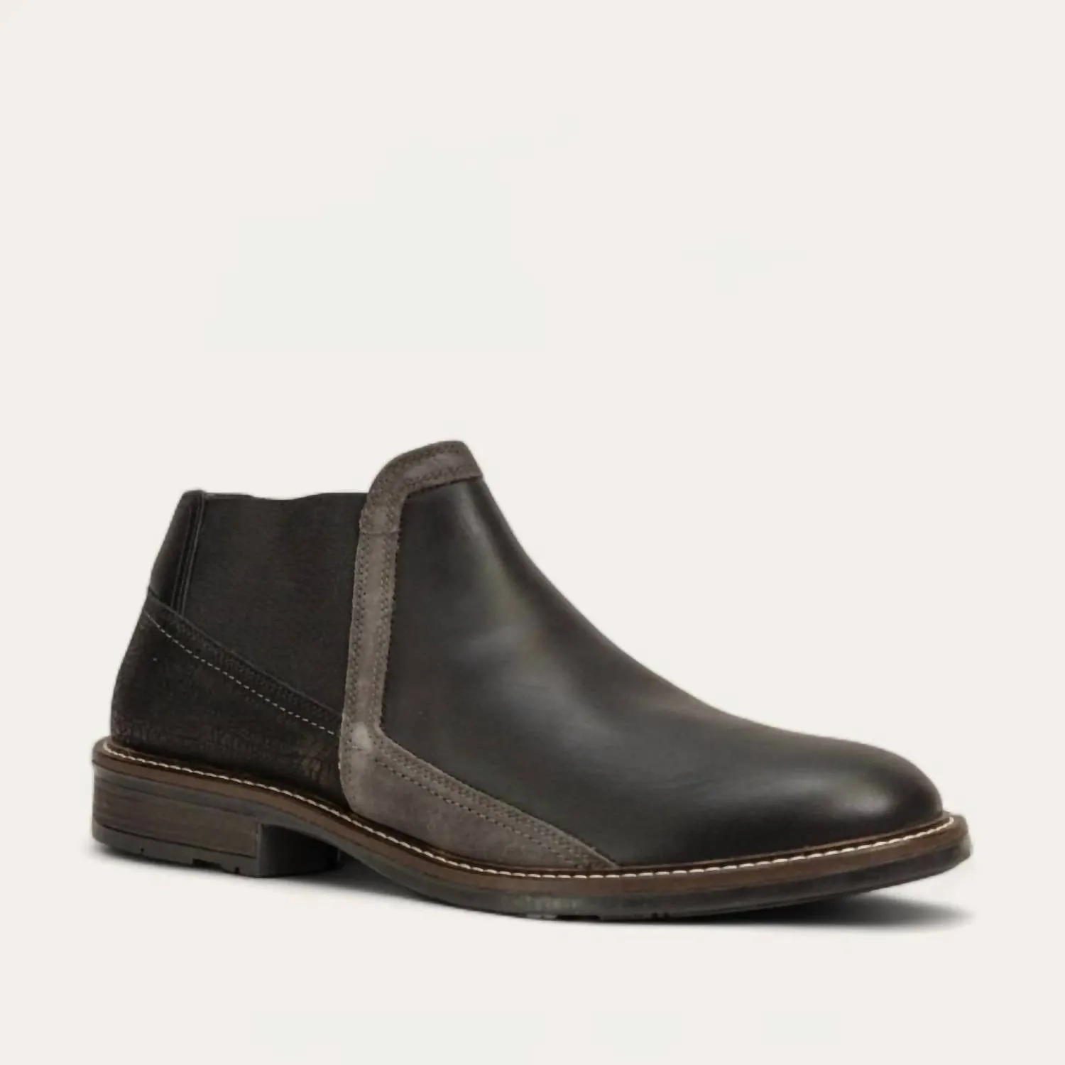 Men's Business Leather Ankle Boots In Black Raven/black Crackle/gray Suede
