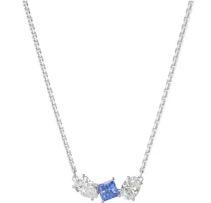Mesmera Blue Mixed Cuts Silver Necklace