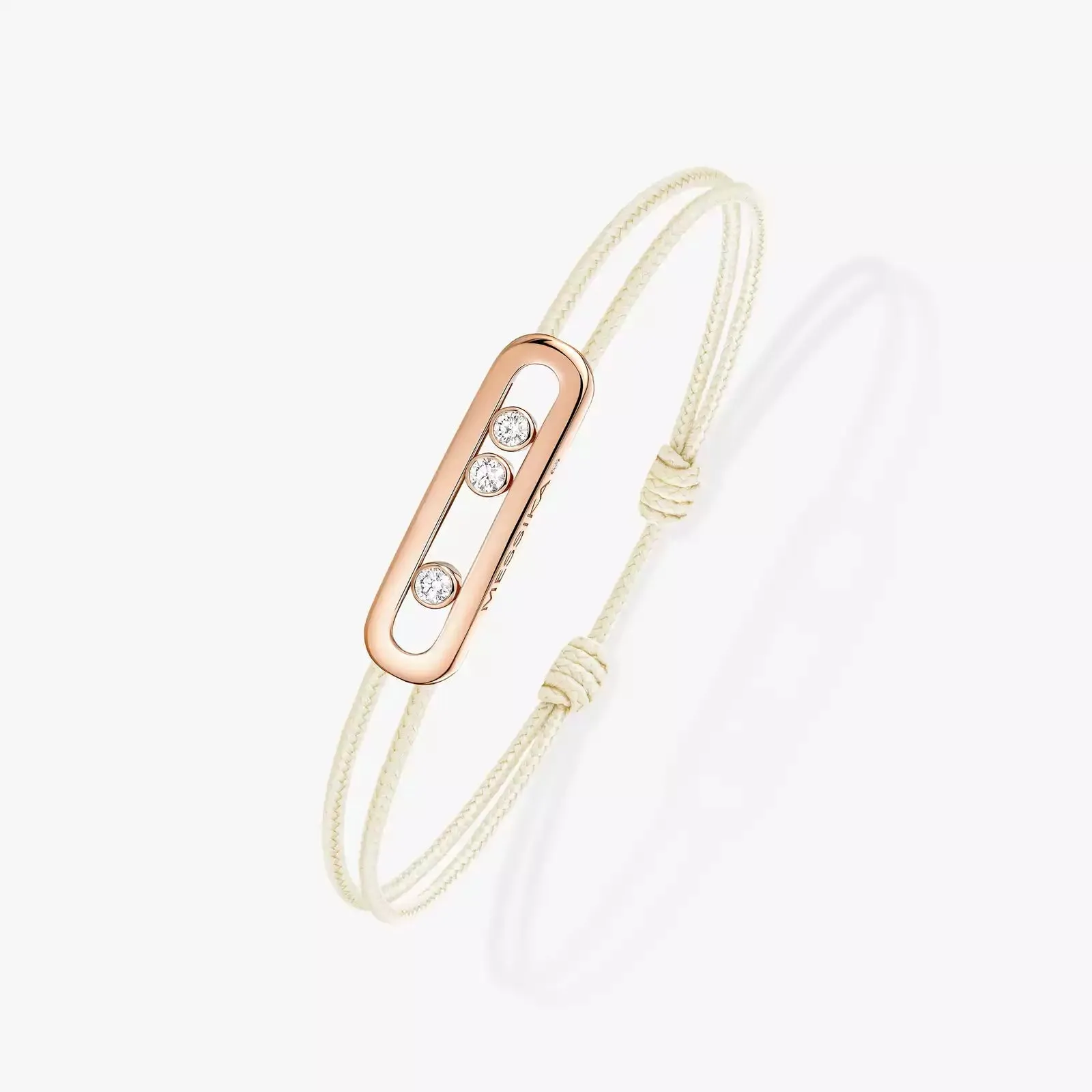 Messika Care(s) 18ct Rose Gold & Diamond Cream Cord Bracelet