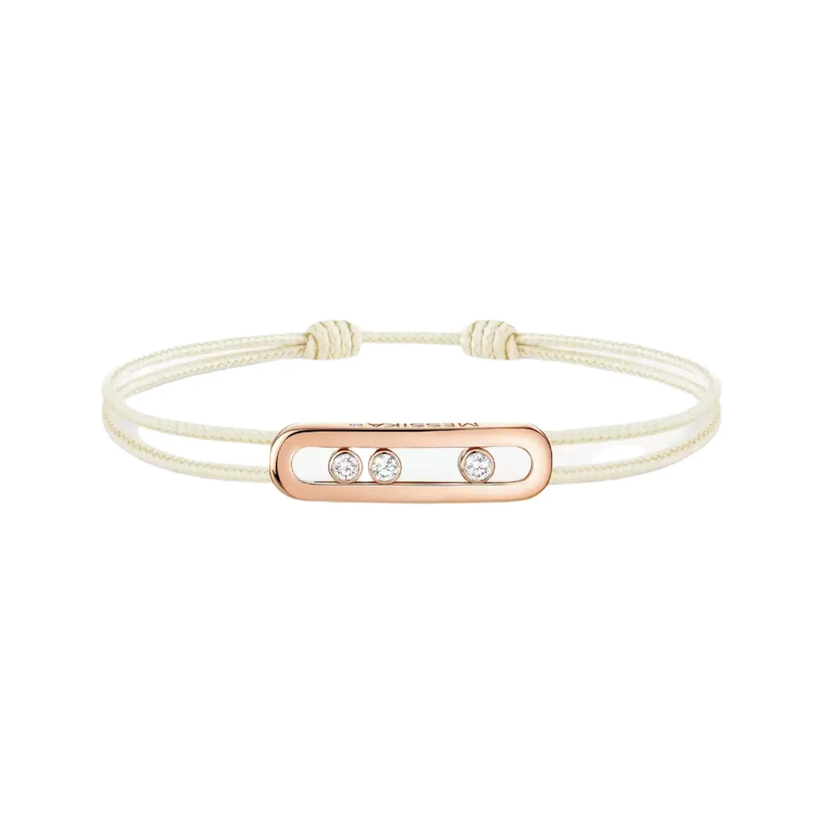 Messika Care(s) 18ct Rose Gold & Diamond Cream Cord Bracelet