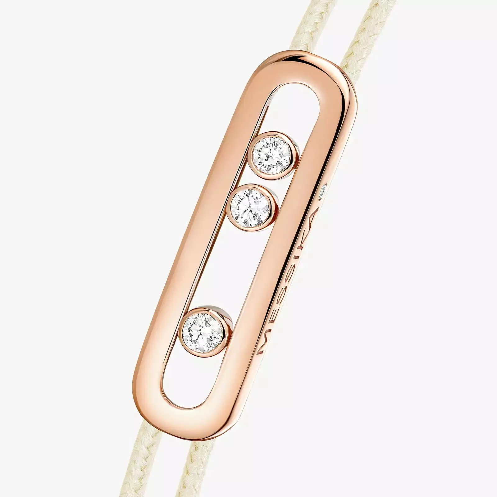 Messika Care(s) 18ct Rose Gold & Diamond Cream Cord Bracelet