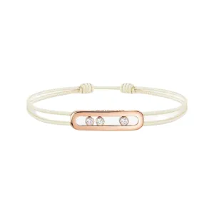 Messika Care(s) 18ct Rose Gold & Diamond Cream Cord Bracelet