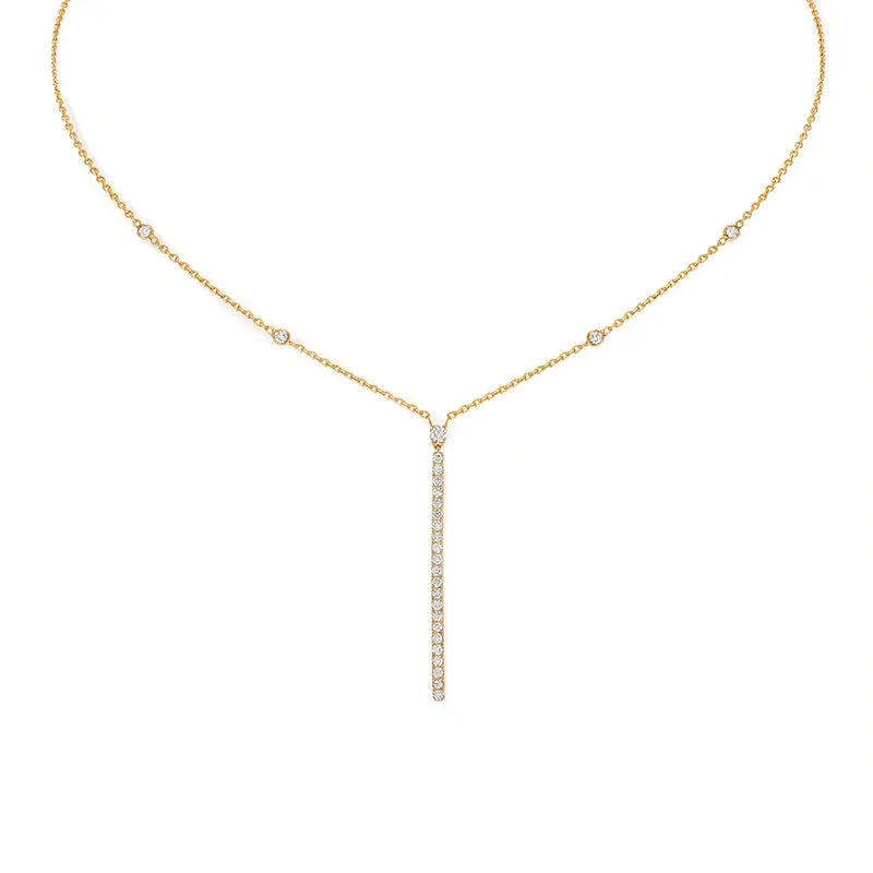 Messika Gatsby 18ct Rose Gold 0.38ct Diamond Vertical Bar Necklace