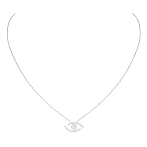 Messika Lucky Eye 18ct White Gold 0.30ct Diamond Pave Necklace