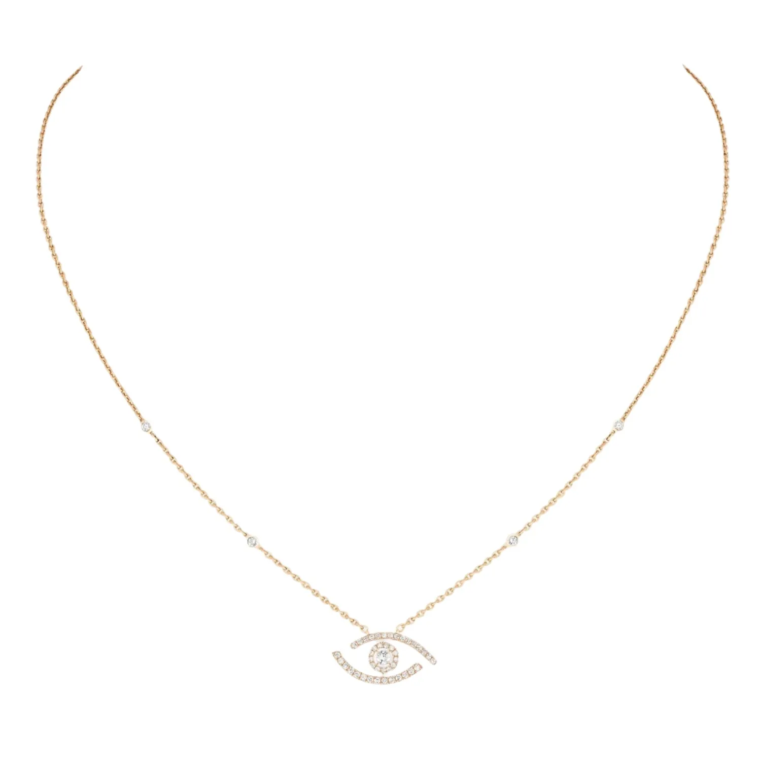 Messika Lucky Eye 18ct Yellow Gold 0.30ct Diamond Pave Necklace