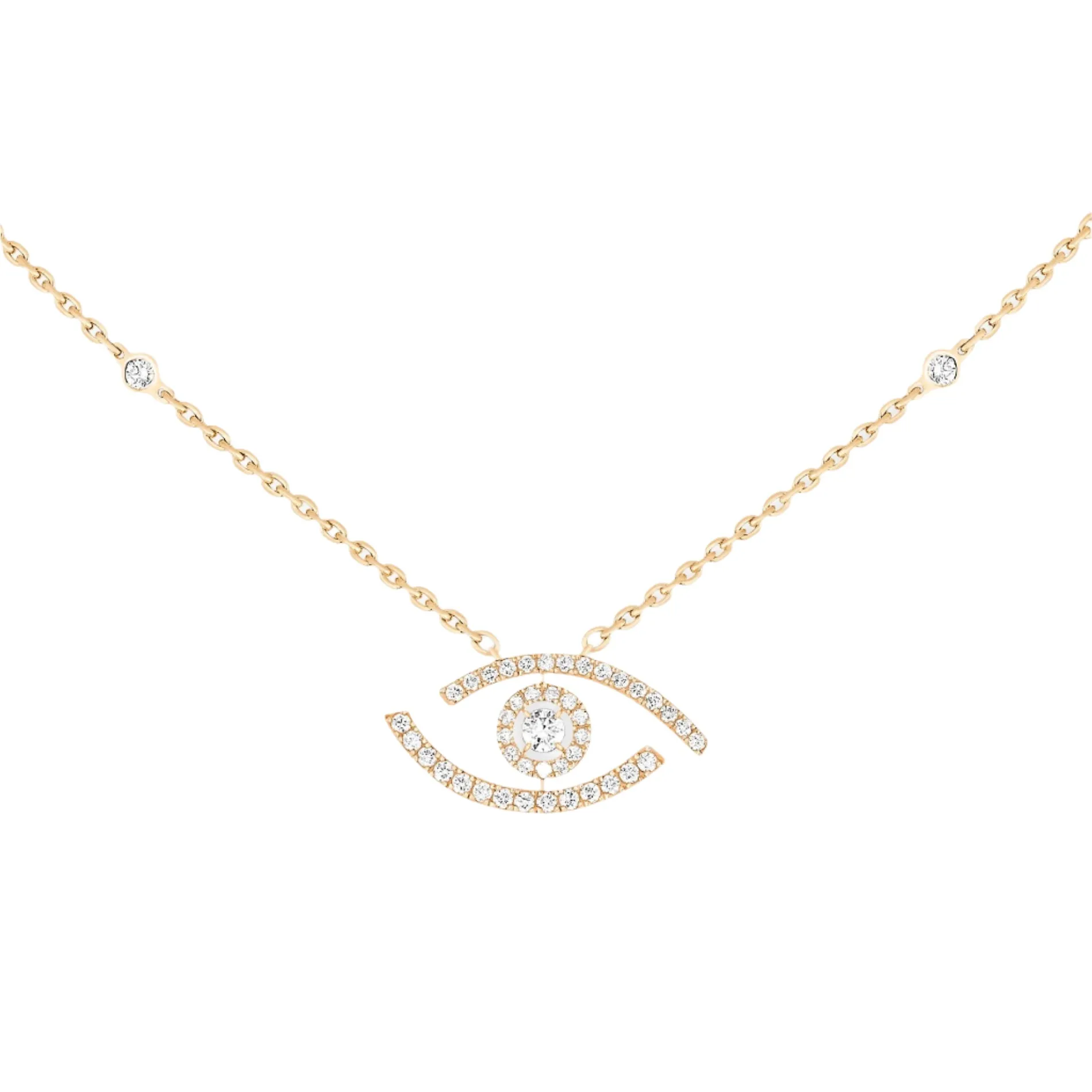 Messika Lucky Eye 18ct Yellow Gold 0.30ct Diamond Pave Necklace