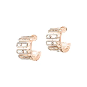 Messika Move Iconica Pav 18ct Rose Gold 2.7ct Diamond Earrings