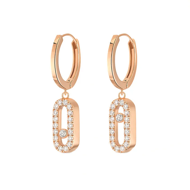 Messika Move Uno 18ct Rose Gold 0.19ct Diamond Hoop Earrings