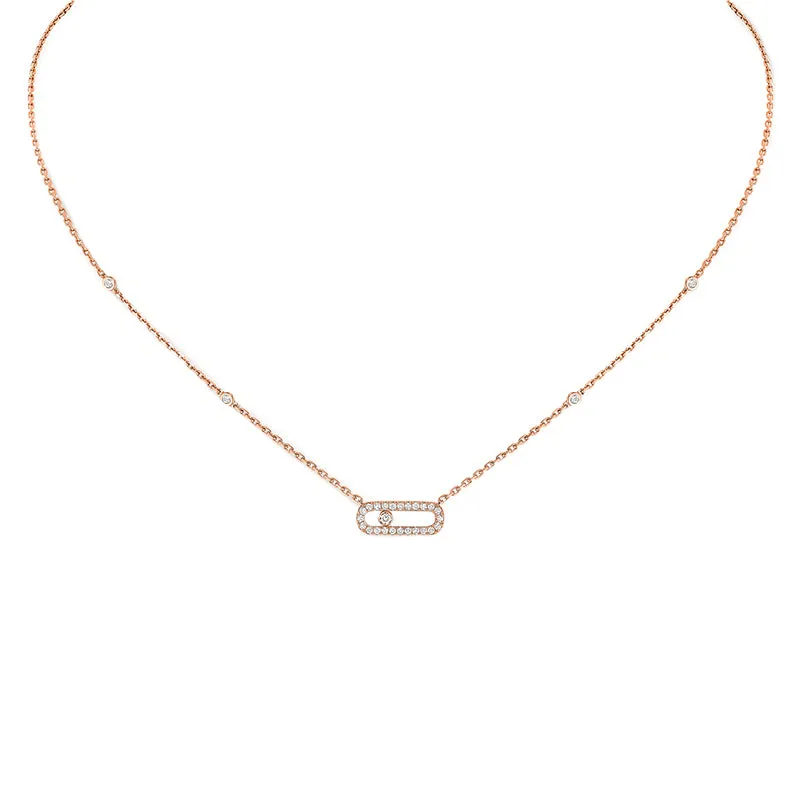 Messika Move Uno Pave 18ct Rose Gold 0.20ct Diamond Necklace
