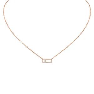 Messika Move Uno Pave 18ct Rose Gold 0.20ct Diamond Necklace