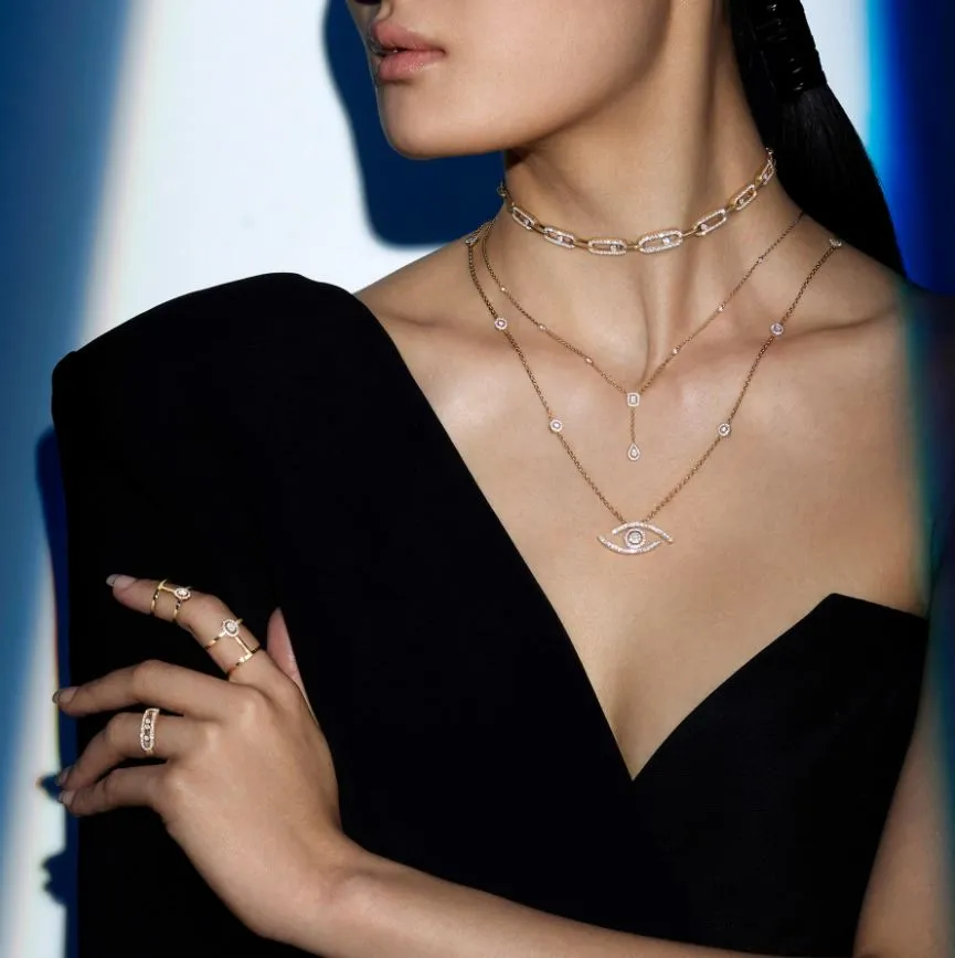 Messika My Twin 18ct Rose Gold 0.35ct Diamond Tie Necklace