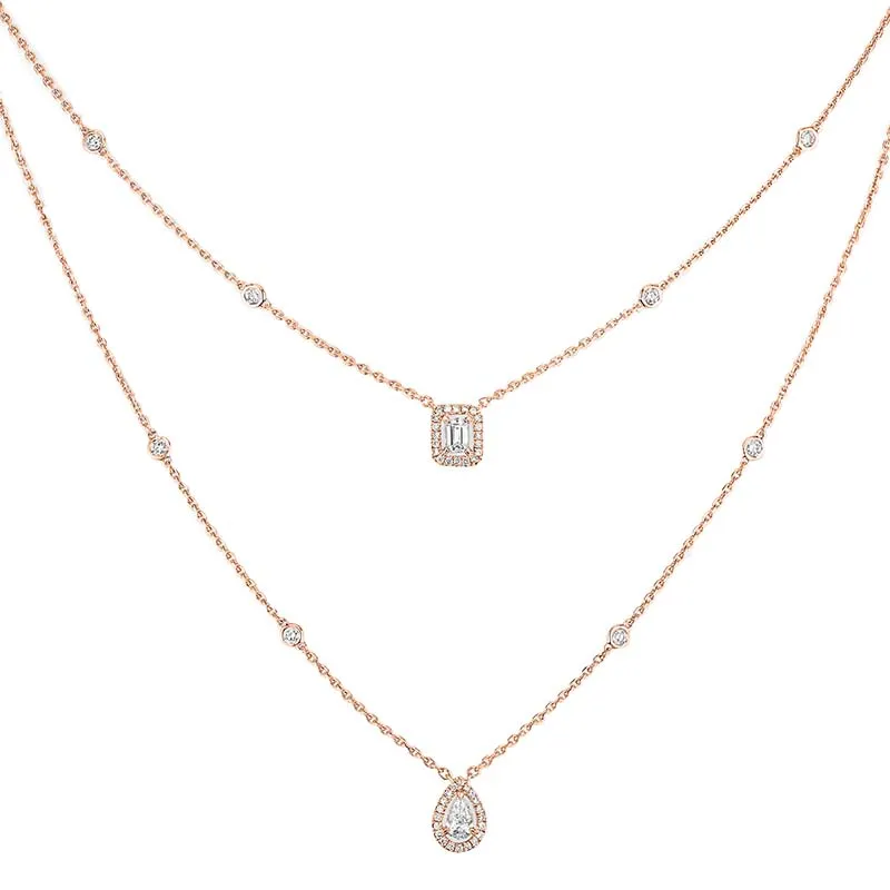 Messika My Twin 18ct Rose Gold 0.80ct Diamond Two Row Necklace