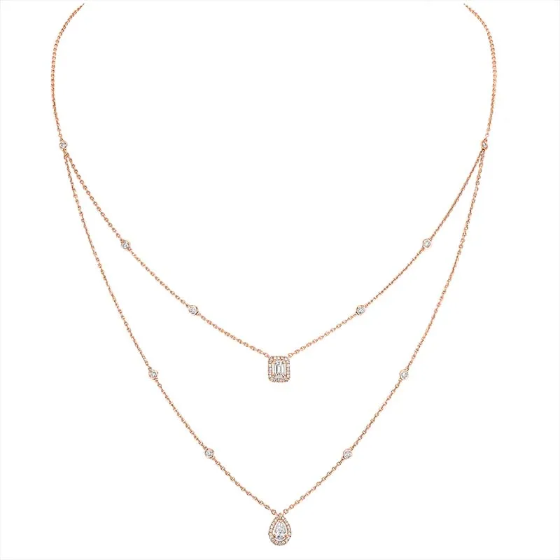 Messika My Twin 18ct Rose Gold 0.80ct Diamond Two Row Necklace