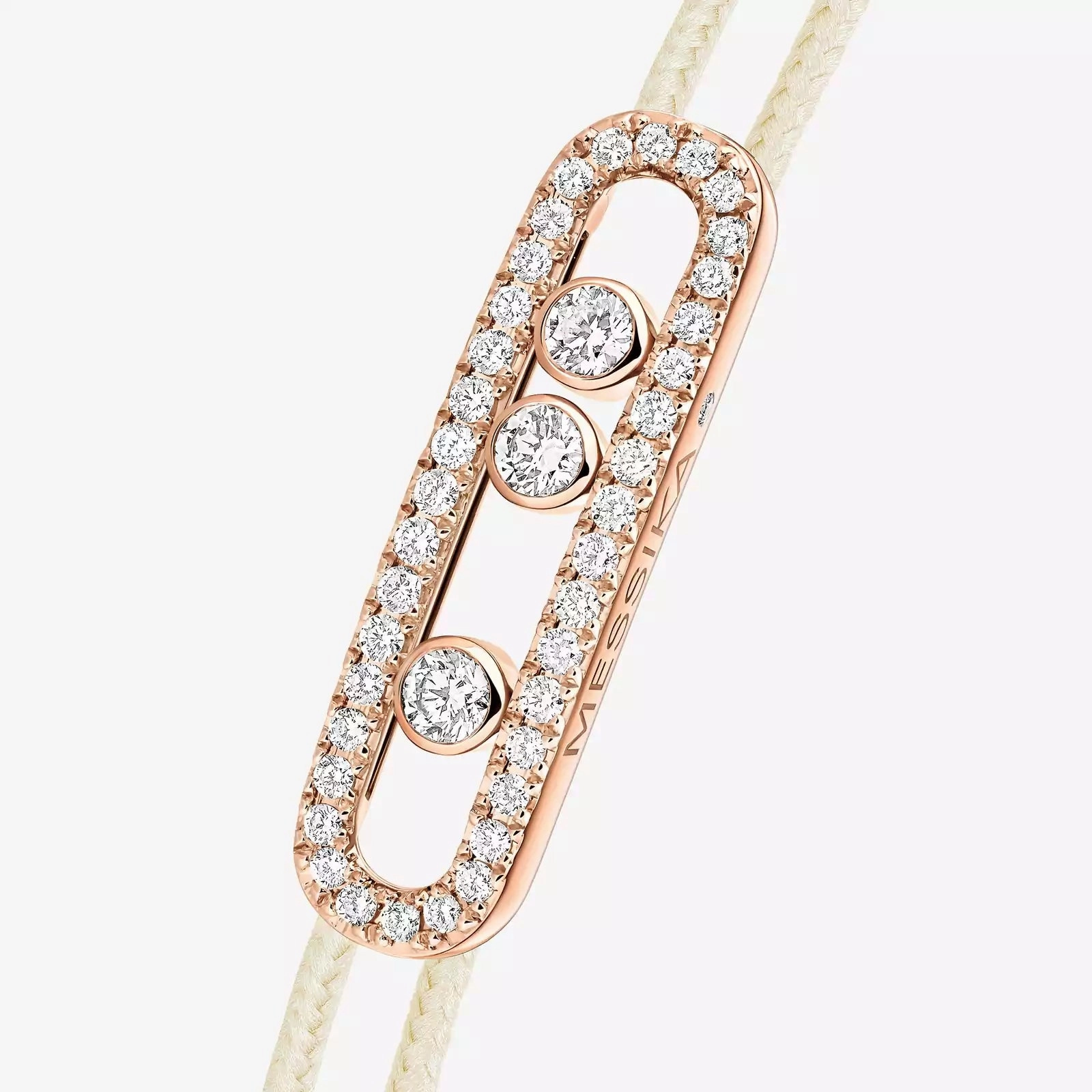 Messika Care(s) 18ct Rose Gold & 0.26ct Diamond Cream Cord Pav Bracelet