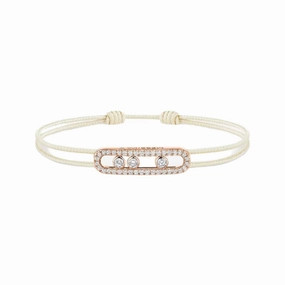 Messika Care(s) 18ct Rose Gold & 0.26ct Diamond Cream Cord Pav Bracelet