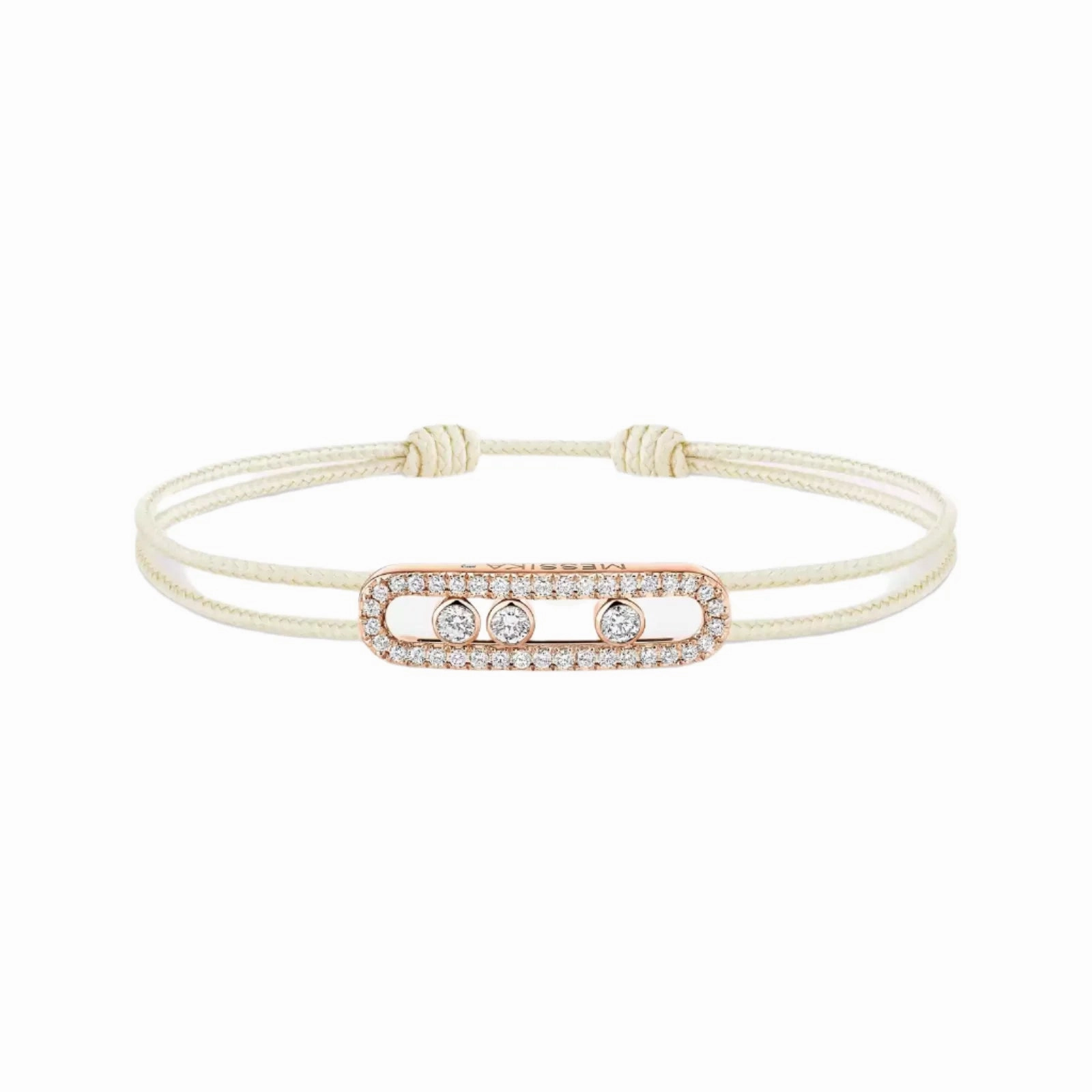 Messika Care(s) 18ct Rose Gold & 0.26ct Diamond Cream Cord Pav Bracelet
