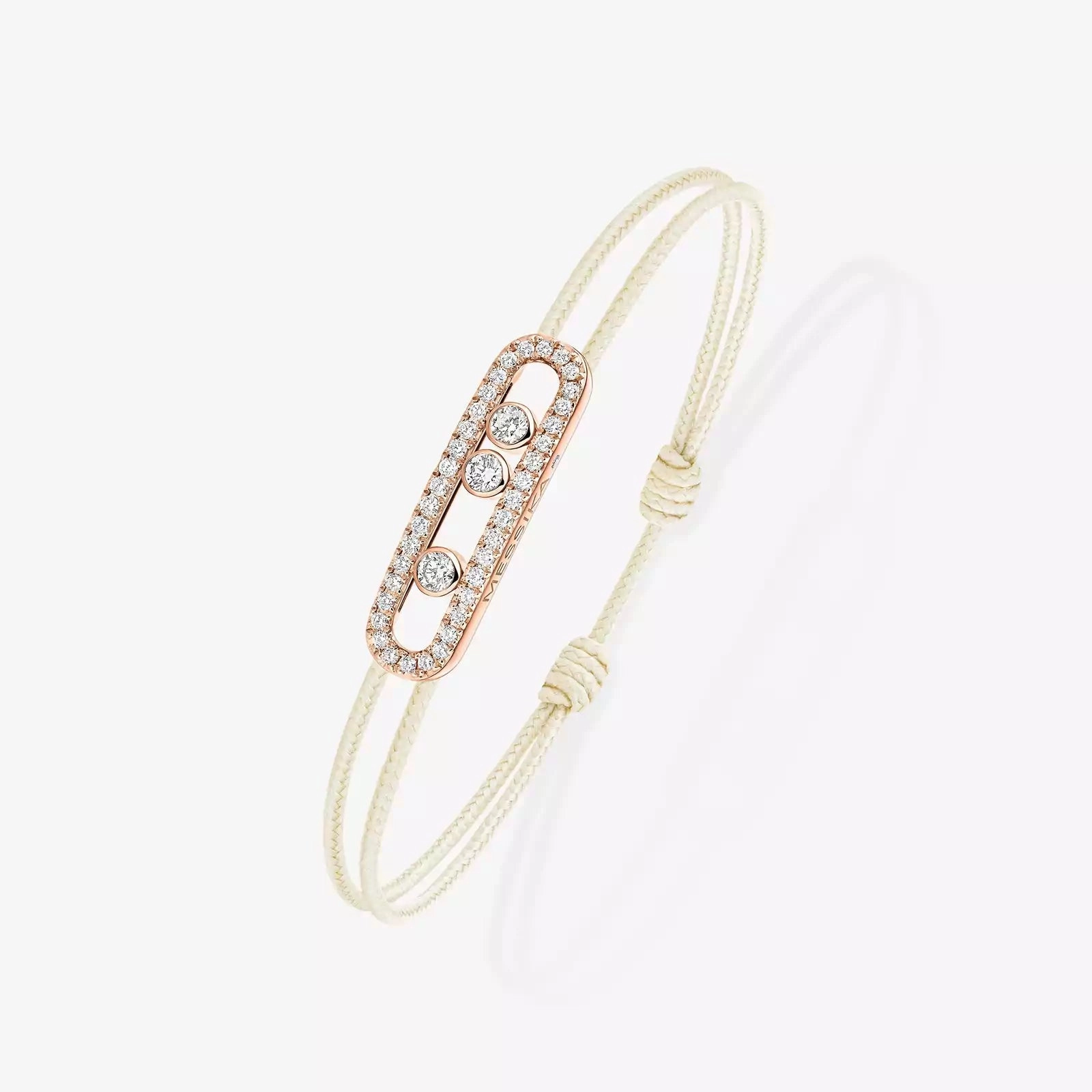 Messika Care(s) 18ct Rose Gold & 0.26ct Diamond Cream Cord Pav Bracelet