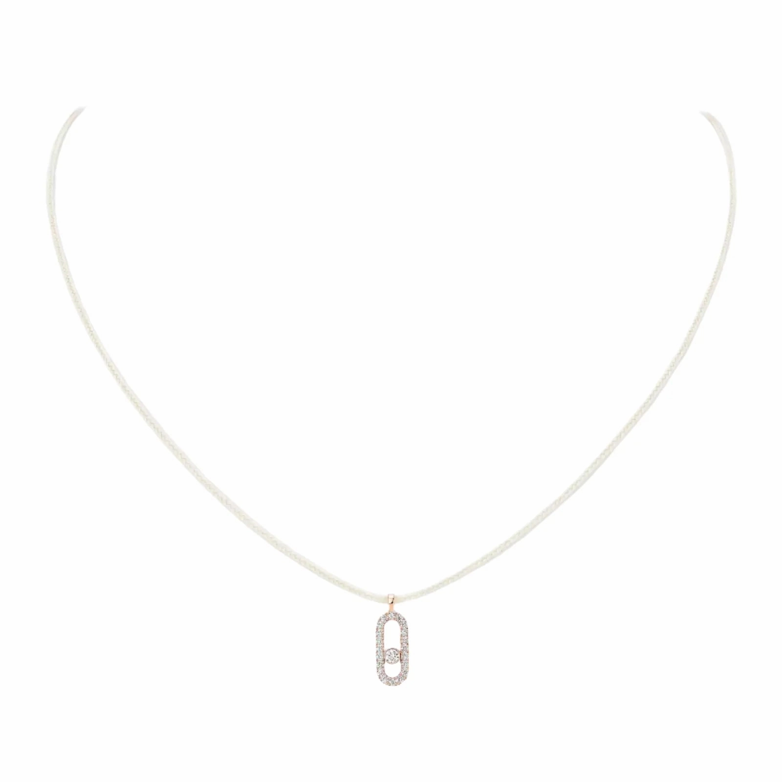 Messika Care(s) 18ct Rose Gold & Diamond Cream Cord Pav Necklace