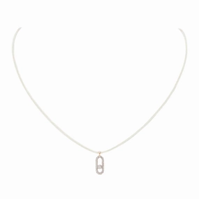 Messika Care(s) 18ct Rose Gold & Diamond Cream Cord Pav Necklace