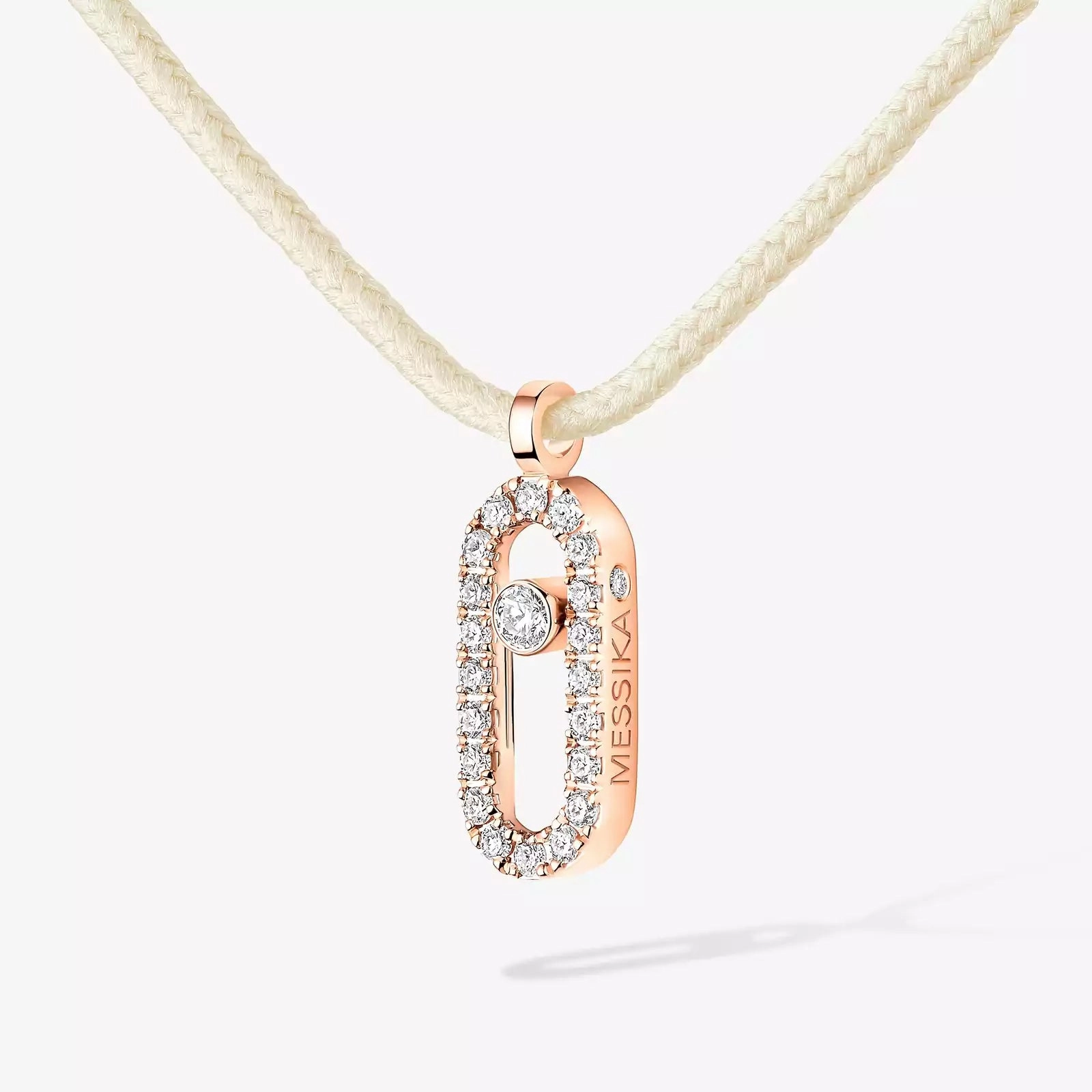 Messika Care(s) 18ct Rose Gold & Diamond Cream Cord Pav Necklace