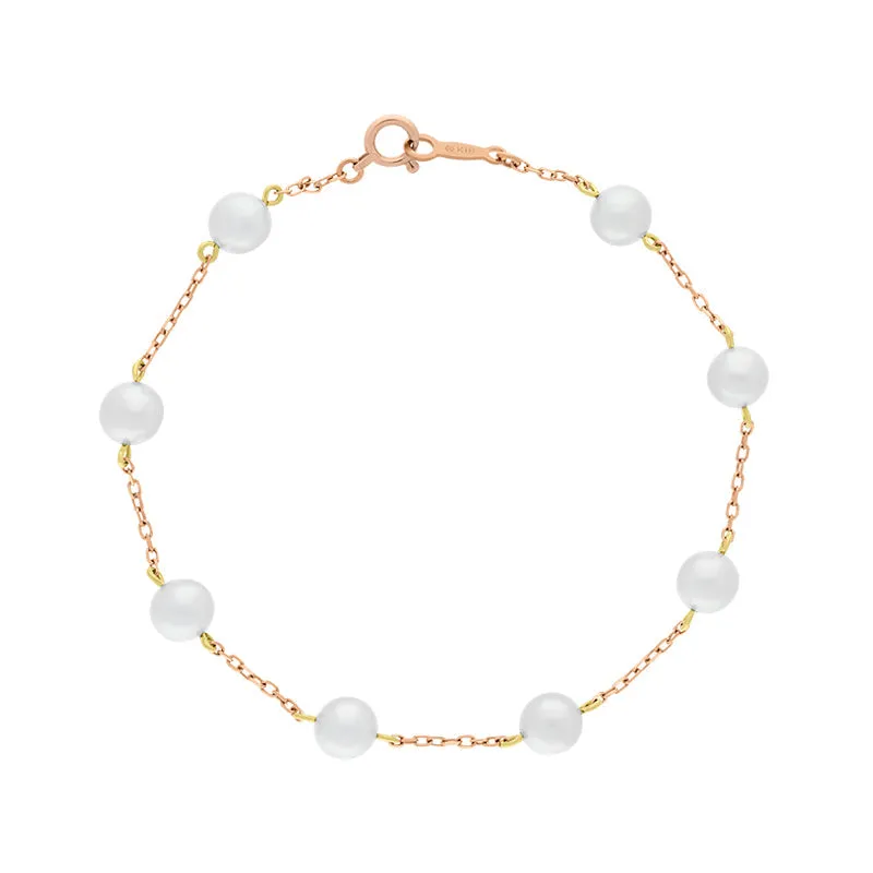 Mikimoto 18ct Rose Gold 5.5mm White Akoya Pearl Bracelet